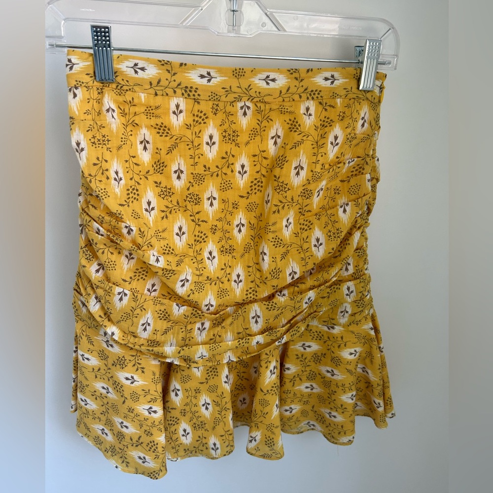 Veronica Beard Yellow Floral Mini Skirt